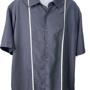 2XL Men’s Black Cafe Luna Short Sleeve Retro Bowling Style Button Shirt — 012